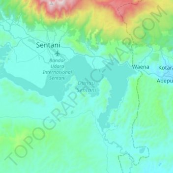 Lake Sentani topographic map, elevation, terrain