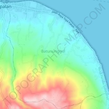 Batununggal topographic map, elevation, terrain