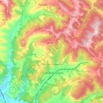 Sale San Giovanni topographic map, elevation, terrain