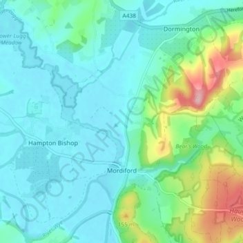 Mordiford topographic map, elevation, terrain