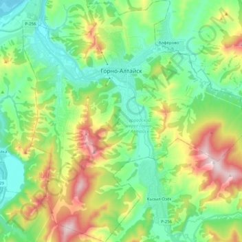 Gorno-Altaysk topographic map, elevation, terrain