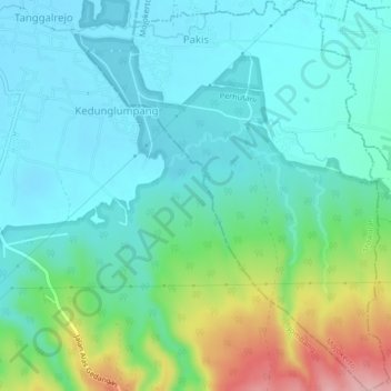 Pakis topographic map, elevation, terrain