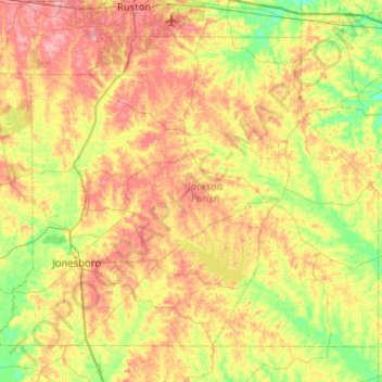 Jackson Parish topographic map, elevation, terrain