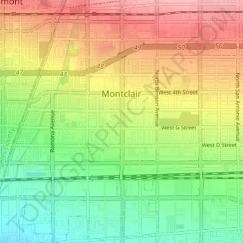 Montclair topographic map, elevation, terrain