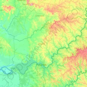 Itapúa topographic map, elevation, terrain