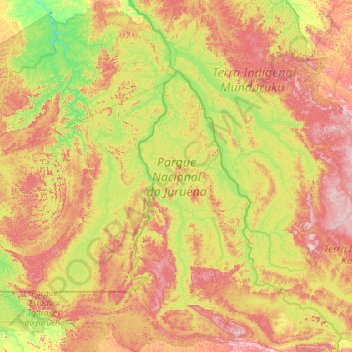 Parque Nacional do Juruena topographic map, elevation, terrain