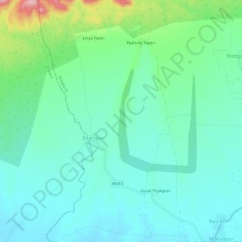 Islampur topographic map, elevation, terrain