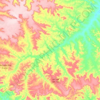Sucupira do Riachão topographic map, elevation, terrain
