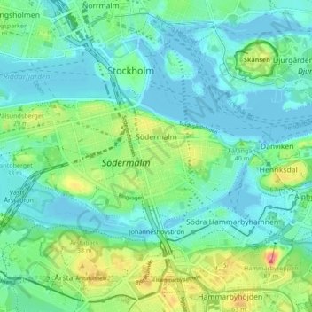 Södermalm topographic map, elevation, terrain