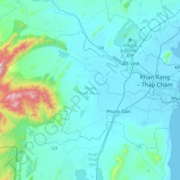 Ninh Phước District topographic map, elevation, terrain