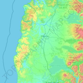 Provincia de Osorno topographic map, elevation, terrain