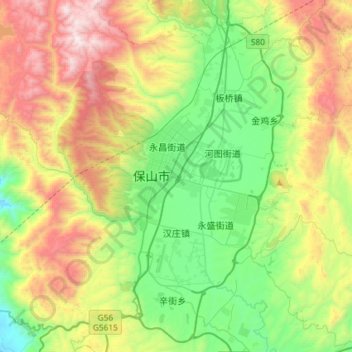 Hanzhuang topographic map, elevation, terrain