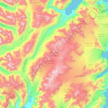 Sargent Icefield topographic map, elevation, terrain