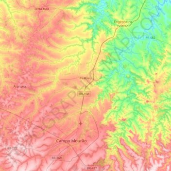 Peabiru topographic map, elevation, terrain