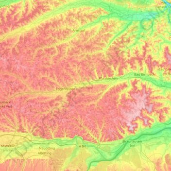 Landkreis Rottal-Inn topographic map, elevation, terrain