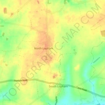 North Lopham topographic map, elevation, terrain