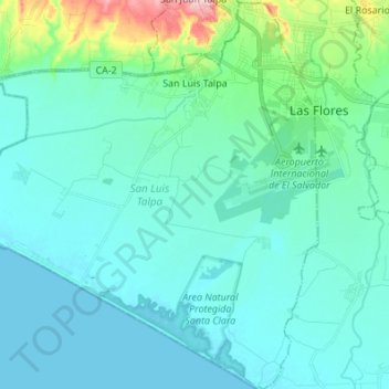 San Luis Talpa topographic map, elevation, terrain