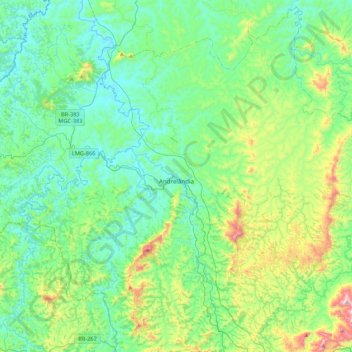 Andrelândia topographic map, elevation, terrain