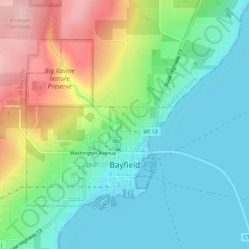 Bayfield topographic map, elevation, terrain