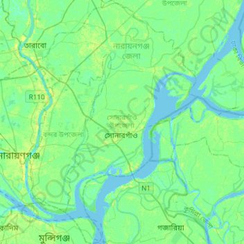 Sonargaon topographic map, elevation, terrain