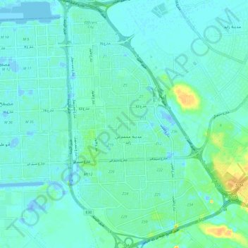 Mohamed Bin Zayed City topographic map, elevation, terrain