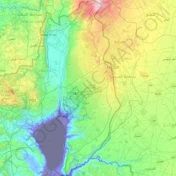 Golan Heights topographic map, elevation, terrain