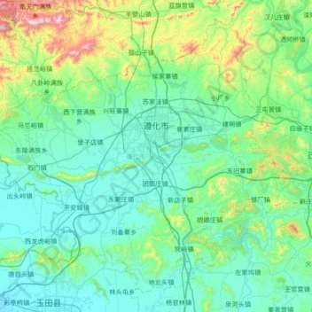 Zunhua City topographic map, elevation, terrain
