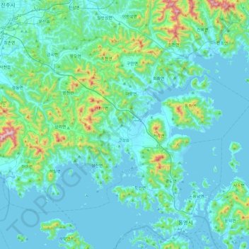 Goseong-gun topographic map, elevation, terrain