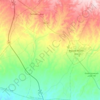 Tachraft تشرافت topographic map, elevation, terrain