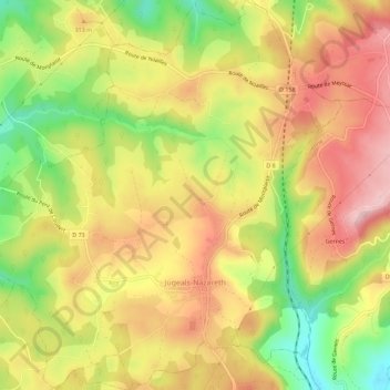 Jugeals-Nazareth topographic map, elevation, terrain