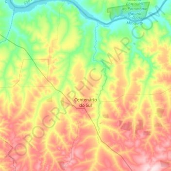 Centenário do Sul topographic map, elevation, terrain