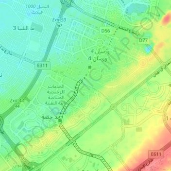 International City topographic map, elevation, terrain