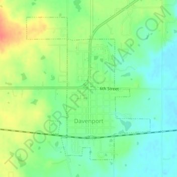 Davenport topographic map, elevation, terrain