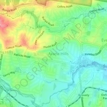 Arana Hills topographic map, elevation, terrain