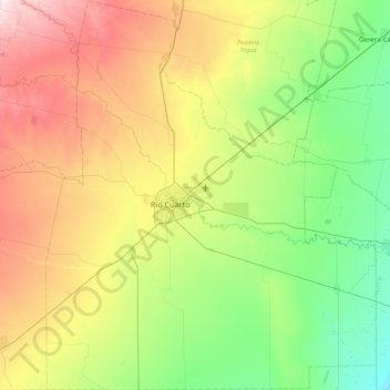 Pedanía Río Cuarto topographic map, elevation, terrain