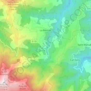 La Bastide topographic map, elevation, terrain