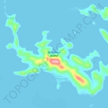 Bulalacao Island topographic map, elevation, terrain