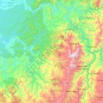 Guambuyaco topographic map, elevation, terrain