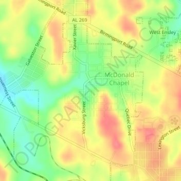 McDonald Chapel topographic map, elevation, terrain