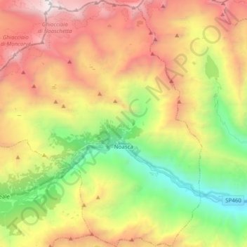 Noasca topographic map, elevation, terrain