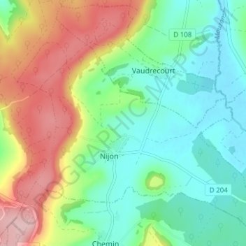 Nijon topographic map, elevation, terrain