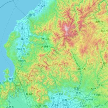Fukui Prefecture topographic map, elevation, terrain