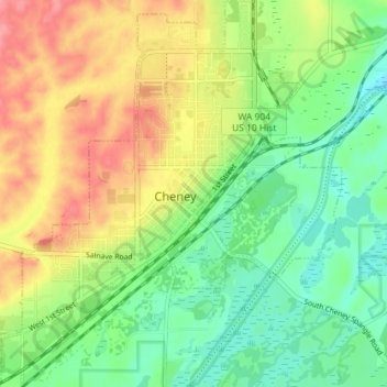 Cheney topographic map, elevation, terrain