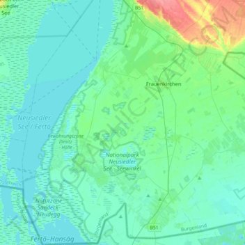 Nationalpark Neusiedler See - Seewinkel topographic map, elevation, terrain