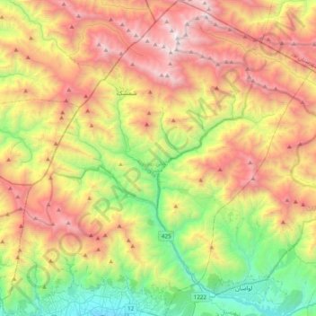 دهستان رودبار قصران topographic map, elevation, terrain