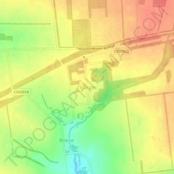 Prohres topographic map, elevation, terrain