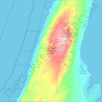 Cape Range National Park topographic map, elevation, terrain
