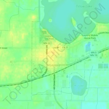 Gaylord topographic map, elevation, terrain