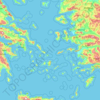 Aegean topographic map, elevation, terrain