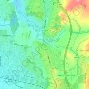 Whittle-le-Woods topographic map, elevation, terrain